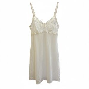 Stella McCartney White Cotton Slip Dress Lace Trim Sheer Elegant Romantic M